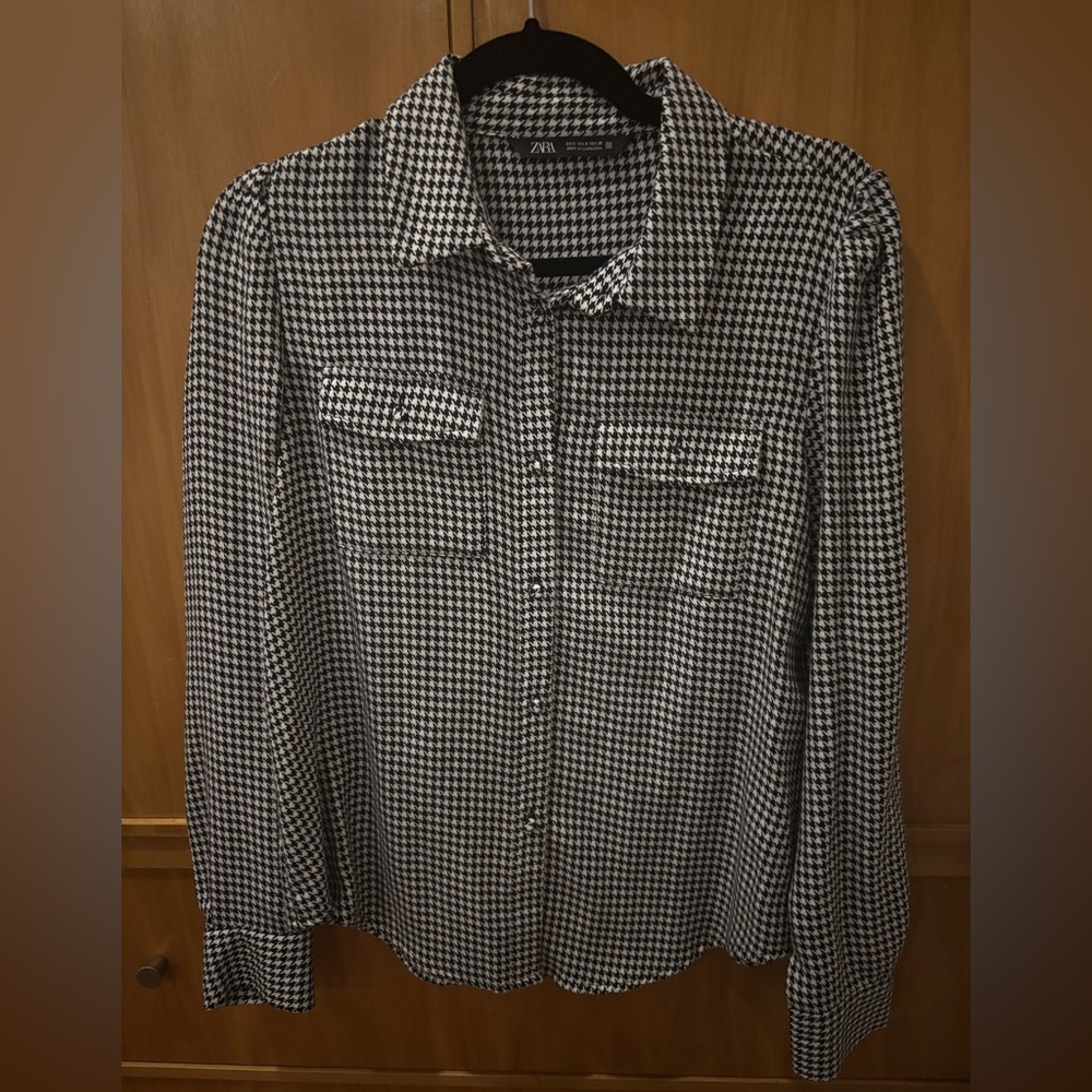 Zara Houndstooth Button Down